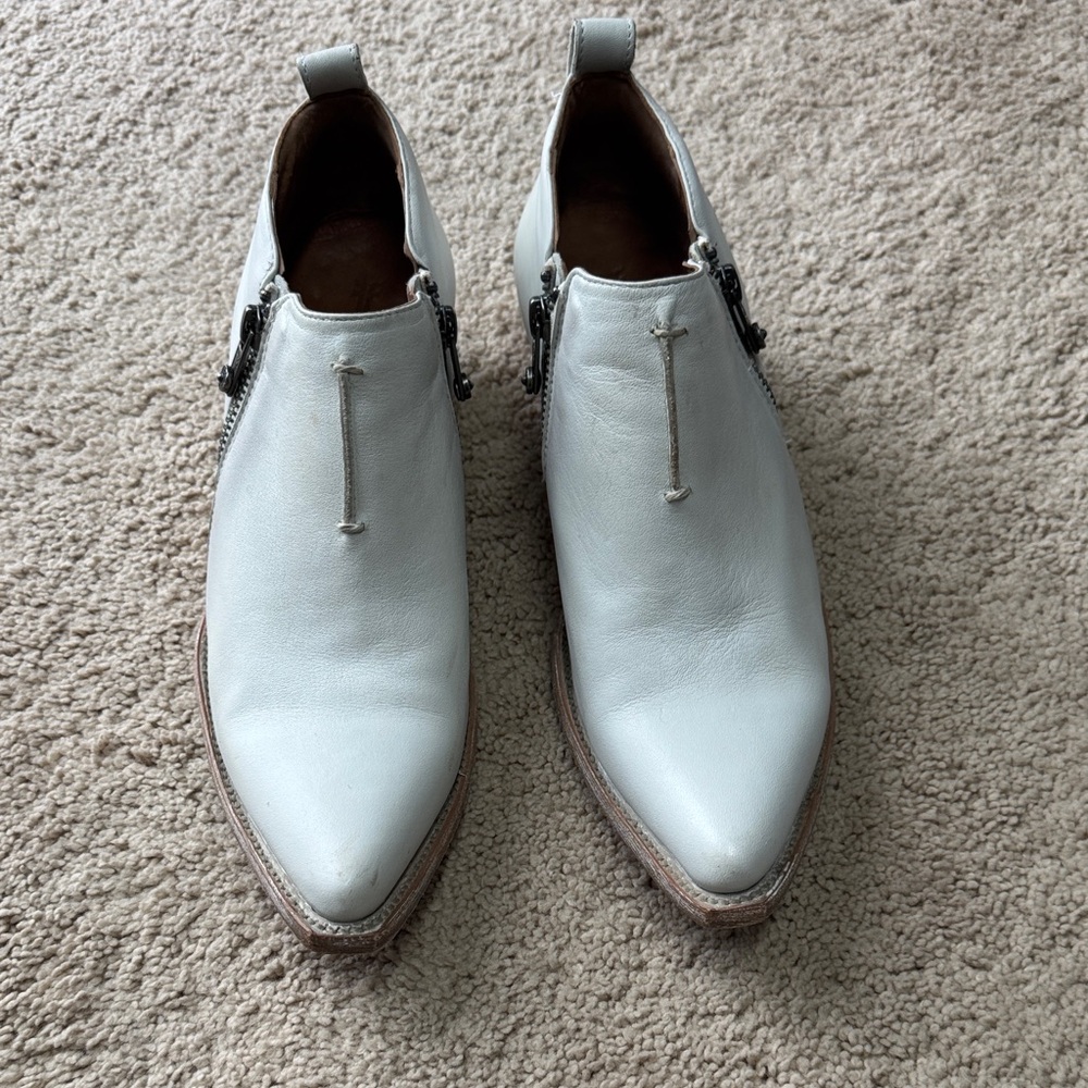 Frye Cream Heeled Ankle Boots - Picture 2 of 5